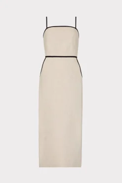 MILLY Cocktail Dresses-Amara Linen Contrast Midi Dress
