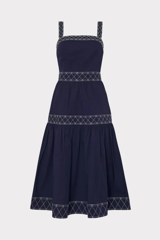 MILLY Day Dresses-Annette Poplin Midi Dress