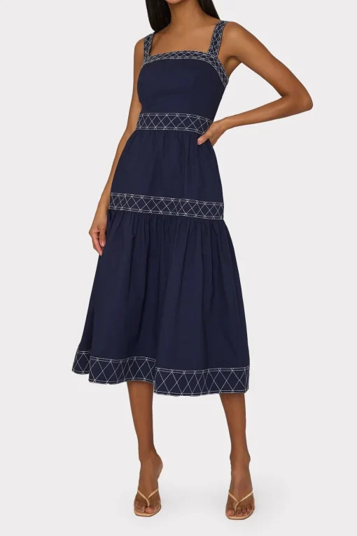MILLY Day Dresses-Annette Poplin Midi Dress