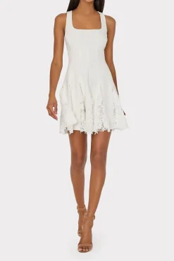 MILLY White Dresses-Ariel Cady 3D Lace Combo Dress