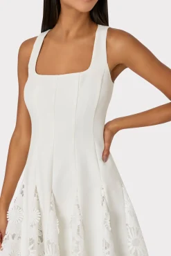 MILLY White Dresses-Ariel Cady 3D Lace Combo Dress