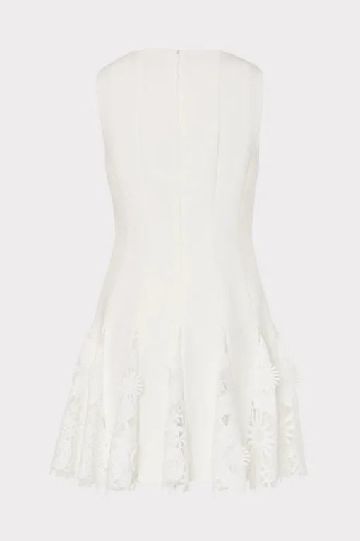 MILLY White Dresses-Ariel Cady 3D Lace Combo Dress