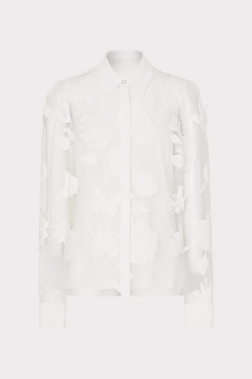 MILLY Tops-Ashley 3D Butterfly Embroidery Blouse