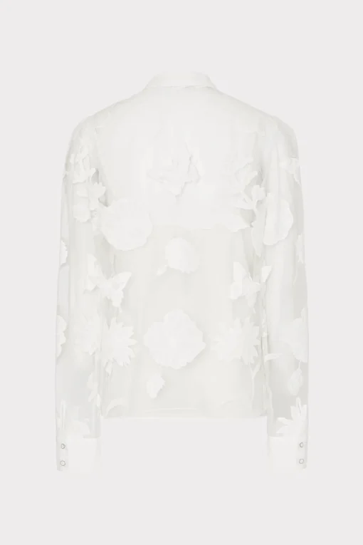 MILLY Tops-Ashley 3D Butterfly Embroidery Blouse