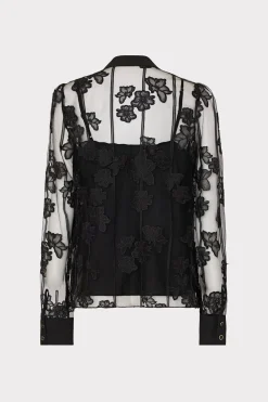 MILLY Tops-Ashton 3D Butterfly Embroidery Blouse