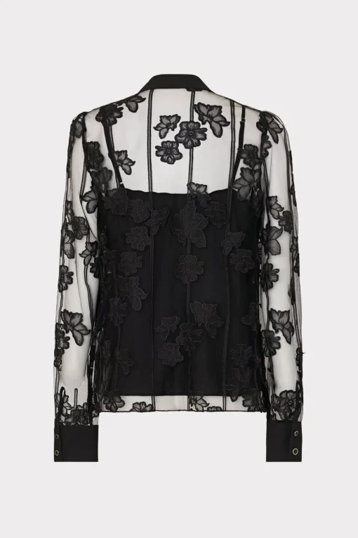 MILLY Tops-Ashton 3D Butterfly Embroidery Blouse