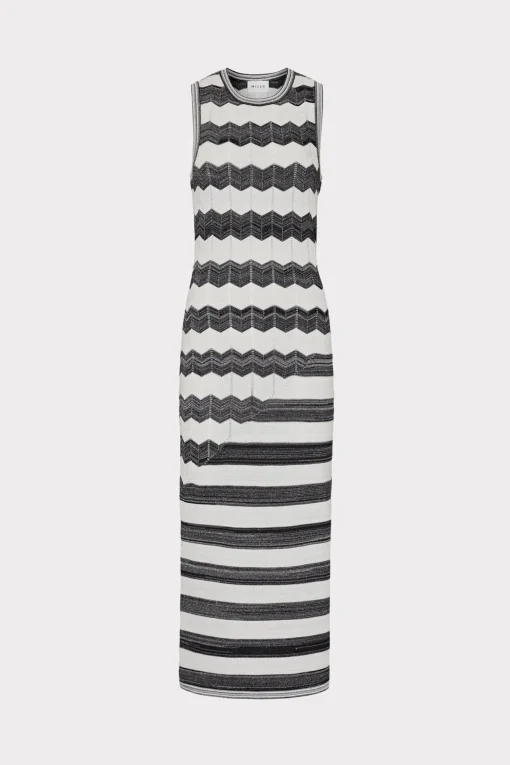 MILLY Jumpsuits & Rompers-Asymetrical Zig Zag Midi Dress
