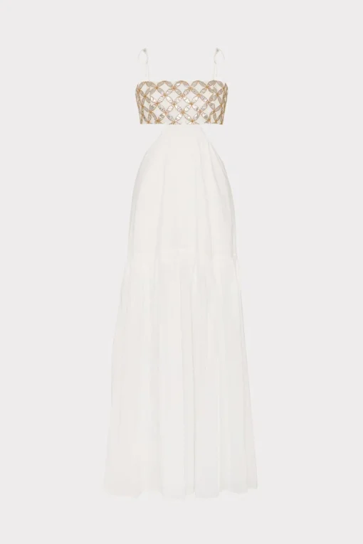 MILLY Cover-Ups-Atalia Mirrored Embroidery Maxi Cover-Up Dress