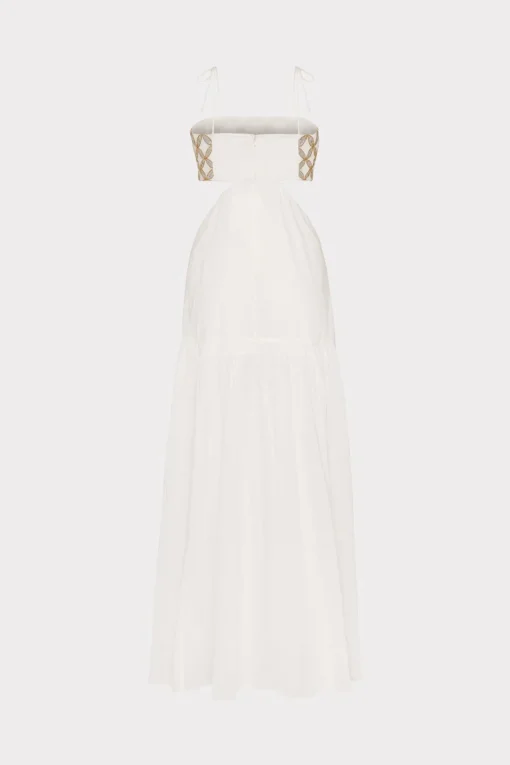 MILLY Cover-Ups-Atalia Mirrored Embroidery Maxi Cover-Up Dress