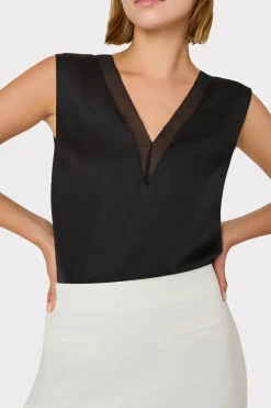 MILLY Tops-Avianna Satin Sleeveless Top