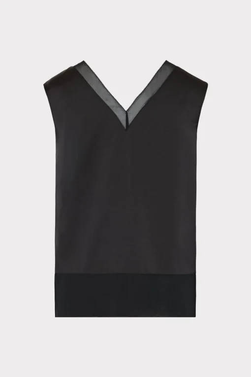 MILLY Tops-Avianna Satin Sleeveless Top