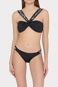 MILLY Jumpsuits & Rompers-Beaded Applique Shoulder Draped Bikini Top