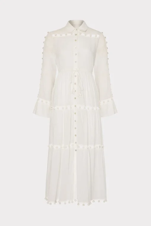 MILLY Cover-Ups-Beaded Cotton Voile Cover-Up Dress