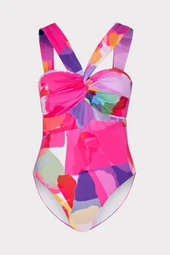 MILLY Jumpsuits & Rompers-Betsy Rainbow Waterfall Draped Bandeau One Piece