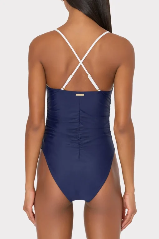 MILLY Jumpsuits & Rompers-Color Block Ruched One Piece