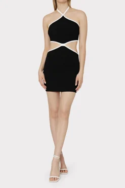 MILLY Sundresses-Contrast Trim Halter Mini Dress