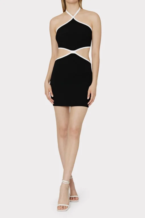 MILLY Sundresses-Contrast Trim Halter Mini Dress