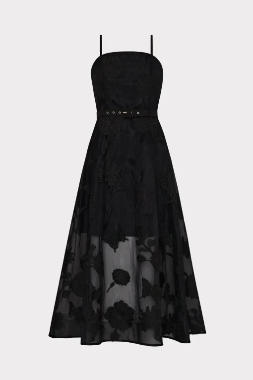 MILLY Cocktail Dresses-3D Butterfly Embroidery Spaghetti Strap Dress