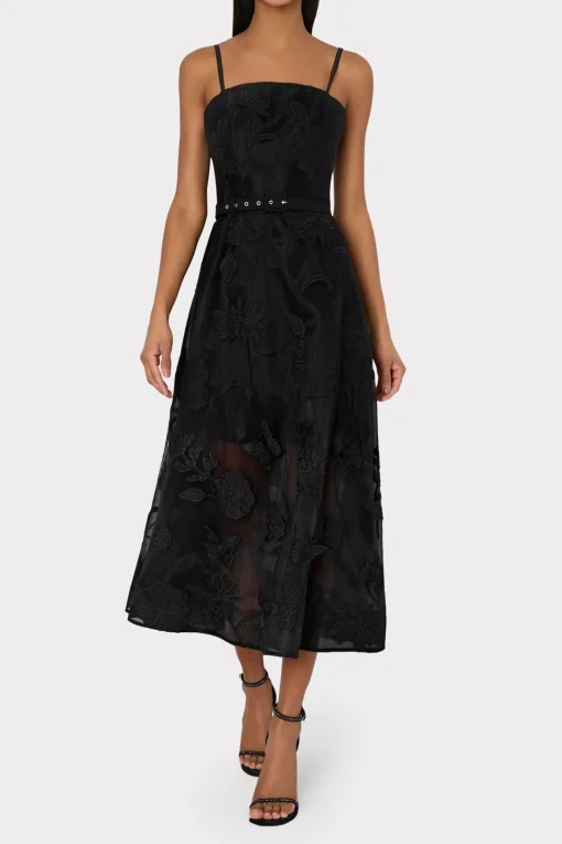 MILLY Cocktail Dresses-3D Butterfly Embroidery Spaghetti Strap Dress