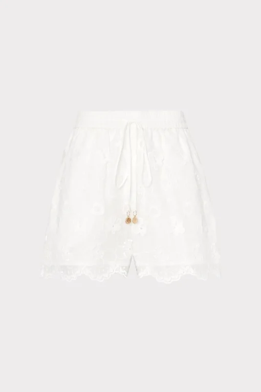 MILLY Cover-Ups-3D Floral Cotton Eyelet Shorts