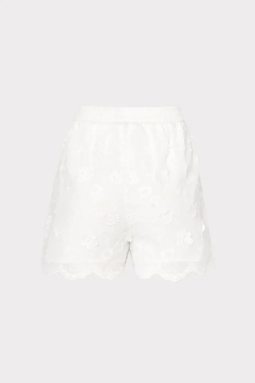 MILLY Cover-Ups-3D Floral Cotton Eyelet Shorts