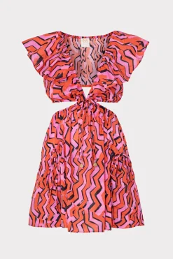 MILLY Cover-Ups-Delilah Painted Chevron Cotton Voile Coverup Dress