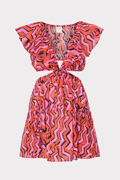 MILLY Cover-Ups-Delilah Painted Chevron Cotton Voile Coverup Dress