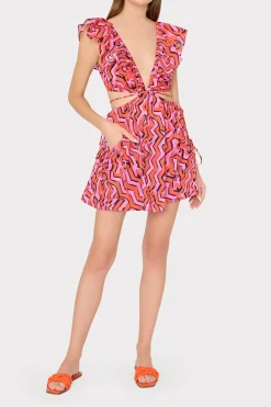 MILLY Cover-Ups-Delilah Painted Chevron Cotton Voile Coverup Dress