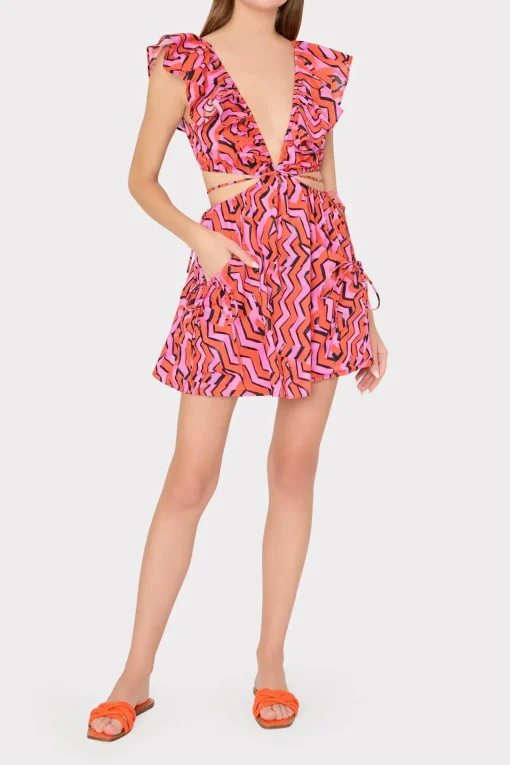 MILLY Cover-Ups-Delilah Painted Chevron Cotton Voile Coverup Dress