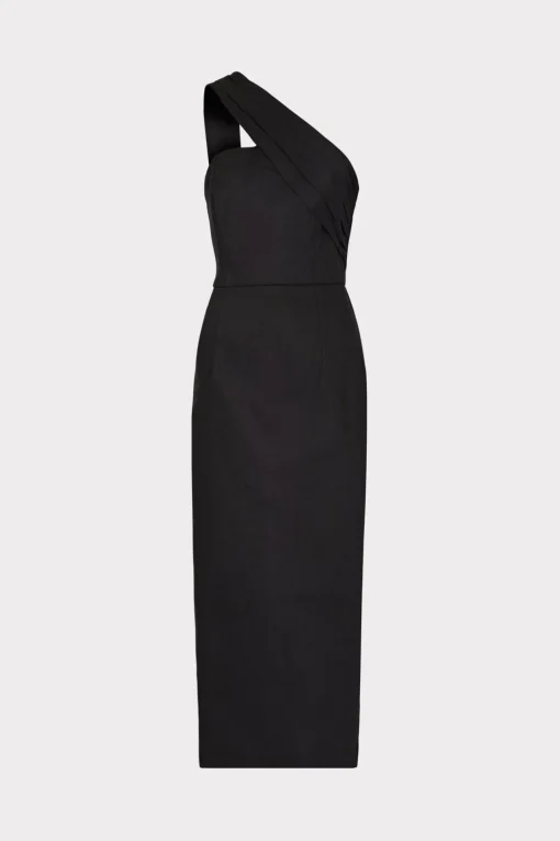 MILLY Guest Of Dresses-Draped One Shoulder Linen Dress