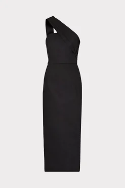 MILLY Jumpsuits & Rompers-Draped One Shoulder Linen Dress