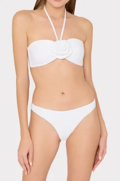 MILLY Bikinis-Floral Applique Halter Bikini Top