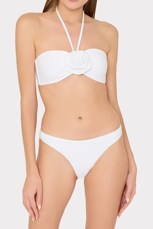MILLY Bikinis-Floral Applique Halter Bikini Top