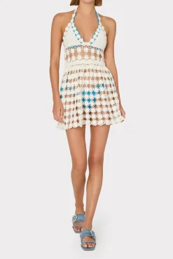 MILLY Jumpsuits & Rompers-Floral Crochet Mini Cover-Up Dress