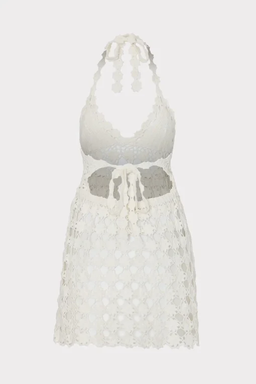 MILLY Jumpsuits & Rompers-Floral Crochet Mini Cover-Up Dress