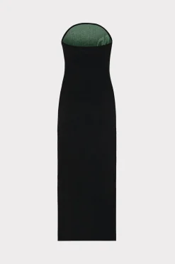 MILLY Day Dresses-Floral Jacquard Strapless Midi Dress
