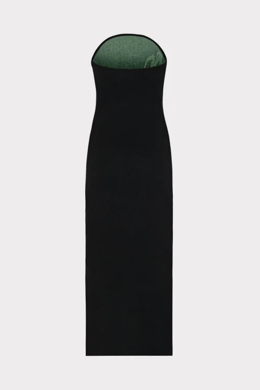 MILLY Day Dresses-Floral Jacquard Strapless Midi Dress
