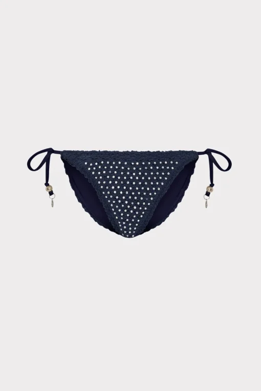 MILLY Jumpsuits & Rompers-Glimmer String Bikini Bottom With Crystal Applique