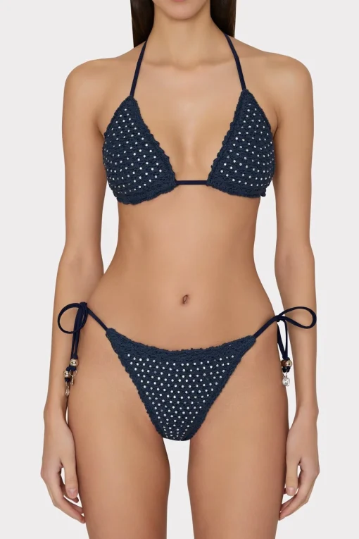 MILLY Jumpsuits & Rompers-Glimmer String Bikini Bottom With Crystal Applique