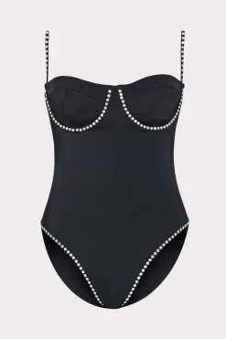 MILLY One Piece Swimsuits-Heat Set Embellishment Underwire One Piece
