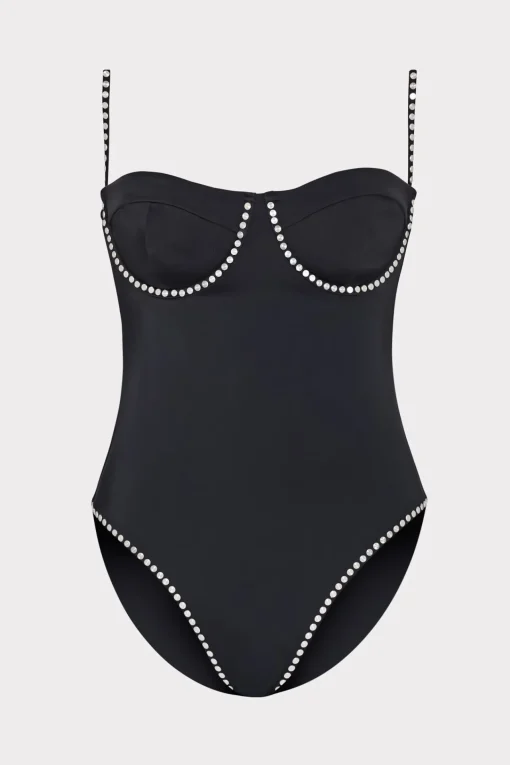 MILLY One Piece Swimsuits-Heat Set Embellishment Underwire One Piece