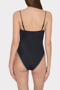 MILLY One Piece Swimsuits-Heat Set Embellishment Underwire One Piece