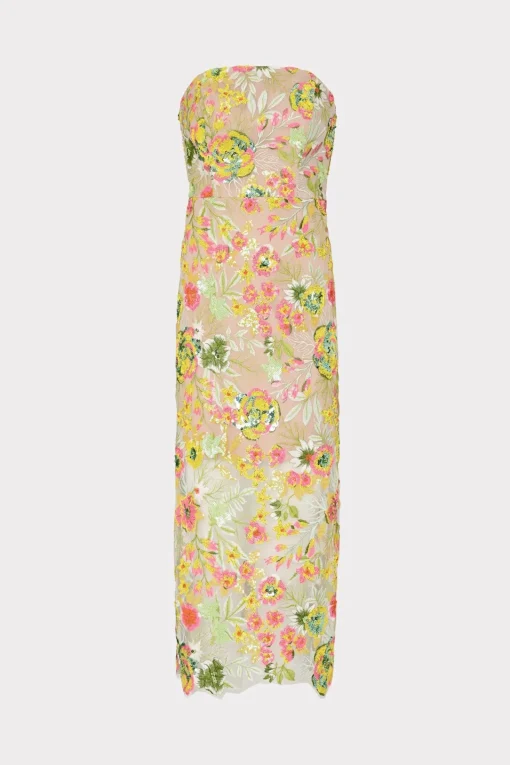 MILLY Cocktail Dresses-Kait Botanical Petals Sequins Dress