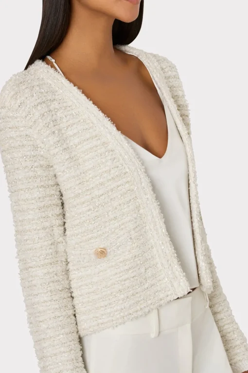 MILLY Coats & Jackets-Knit Textured Boucle Cardigan Jacket