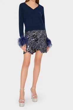 MILLY Skirts-Kristina Floral Sequins Skirt