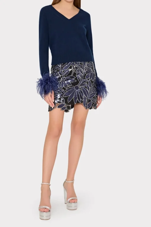 MILLY Skirts-Kristina Floral Sequins Skirt