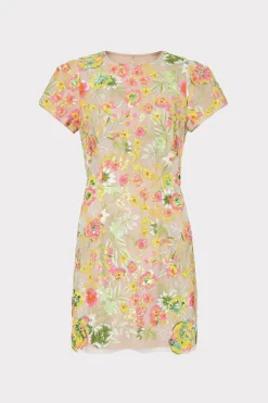 MILLY Mini Dresses-Kyla Botanical Petals Sequins Dress