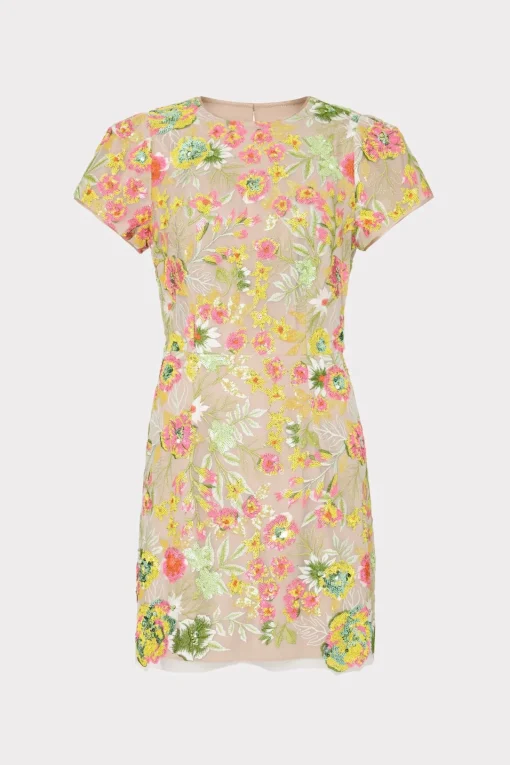 MILLY Mini Dresses-Kyla Botanical Petals Sequins Dress