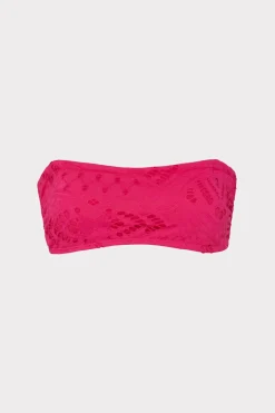 MILLY Bikinis-Lace Eyelet Bandeau Bikini Top