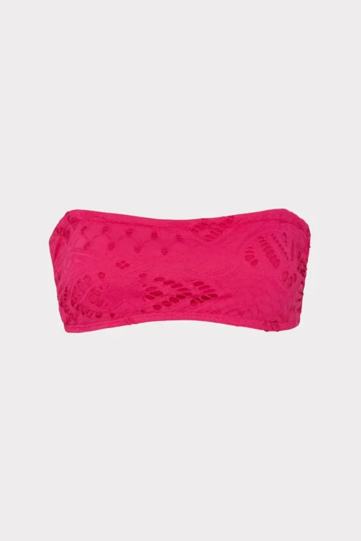 MILLY Bikinis-Lace Eyelet Bandeau Bikini Top